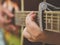 Acoustic guitar being played close up