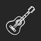 Acoustic guitar chalk white icon on black background