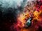 Acoustic guitar in fire and water high resolution acoustic guitar in fire and water Illustration for guitar concert poster