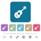 Acoustic guitar flat icons on color rounded square backgrounds