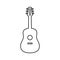 The acoustic guitar icon. Contour image of a stringed plucked musical instrument with a resonator in the shape.
