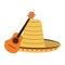 Acoustic guitar and mexican hat