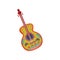 Acoustic guitar with Mexican ornament cartoon vector Illustration