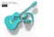 Acoustic Guitar with Music headphone Pen Tool Created Clipping Path Included in JPEG Easy to Composite