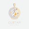 Acoustic guitar, music note with line staff circle shape logo icon outline stroke set dash line design illustration isolated on