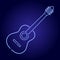 Acoustic guitar neon blue glowing illustration