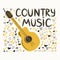 Acoustic guitar surrounded by notes, the inscription Love Music, Country Music. Country Cowboy Music Festival Creative Event Live