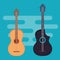 Acoustic guitars instruments icons