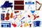 Acoustic music instrument, orchestra audio concert vector illustration set, cartoon flat musical instrumental collection