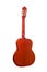 Acoustic orange guitar Isolated on a White Background. Back view