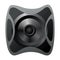 Acoustic speaker. Modern electronic equipment, volume music listening isolated. Metallic power bass system loudspeaker