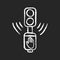 Acoustic traffic lights signals chalk white icon on black background