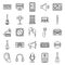 Acoustics audio icons set, outline style