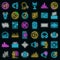 Acoustics icons set vector neon