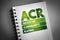 ACR - Adjusted Community Rating acronym on notepad, medical concept background