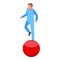 Acrobat ball walking icon isometric vector. Man art