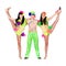 Acrobat carnival dancers doing splits