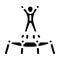 Acrobat jumping on trampoline glyph icon vector illustration