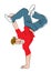 Acrobatic break dancer breakdancing young man handstand.