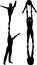 Acrobatic stunt. Gymnasts acrobats vector black silhouette. Gymnasts acrobats vector