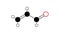 acrolein molecule, structural chemical formula, ball-and-stick model, isolated image unsaturated aldehyde
