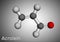 Acrolein, propenal, unsaturated aldehyde molecule. It is used as a pesticide and to make other chemicals. Molecular model