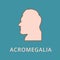 Acromegalia, acromegaly. Neuroendocrine disease. Pituitary gland disease. Man face silhouette isolated. Vector