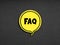 The acronym FAQ frequently asked questions on yellow speech bubble. Business assistance and support