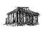 Acropolis of Athens vector hand drawn black and white illustration