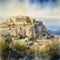 Acropolis in Athens watercolor