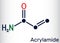Acrylamide, ACR, acrylic amide molecule. It is as a precursor to polyacrylamides. Skeletal chemical formula
