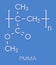 Acrylic glass or poly(methyl methacrylate), chemical structure. PMMA is the component of acrylic paint (latex) and acrylic glass.