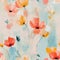 Acrylic illustration of bright summer colors, seamless pattern with acrylic flowers