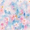 Acrylic illustration of bright summer colors, seamless pattern with acrylic flowers