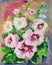 Acrylic or oil painting. Blooming white mallow