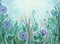 Acrylic painting. Blooming meadow plants.