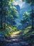 Acrylic painting of a serene forest