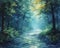 Acrylic painting of a serene forest