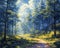 Acrylic painting of a serene forest