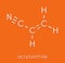 Acrylonitrile molecule, polyacrylonitrile PAN and ABS plastic acrylonitrile butadiene styrene building block. Skeletal formula