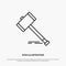 Action, Auction, Court, Gavel, Hammer, Law, Legal Line Icon Vector