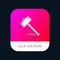 Action, Auction, Court, Gavel, Hammer, Law, Legal Mobile App Button. Android and IOS Glyph Version