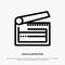 Action, Board, Clapboard, Clapper, Clapperboard Line Icon Vector