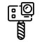 Action camera on monopod icon, outline style