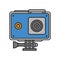 Action camera in protection case color icon