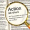 Action Definition Magnifier Showing Acting Or Proactive