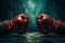 Action-packed boxing gloves versus, intense poster