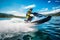 An action-packed image featuring engaging in thrilling water sports such as jet skiing. Concept the spirit of adventure and summer