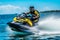 An action-packed image featuring engaging in thrilling water sports such as jet skiing. Concept the spirit of adventure and summer