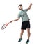 Action shot of tennis player hit ball in forehand pose